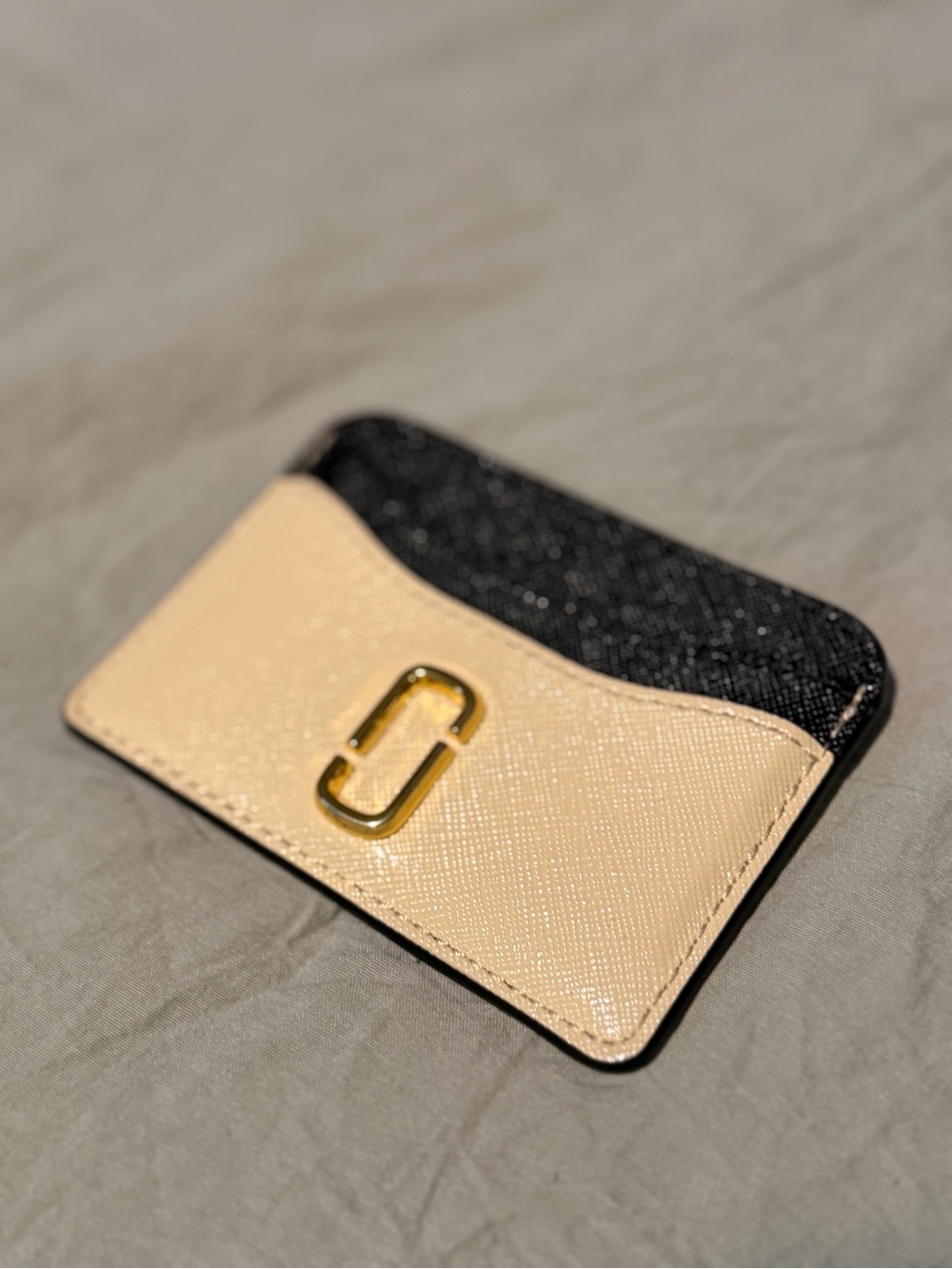 Marc Jacobs Snapshot Cream/Black Saffiano Leather Card Case Wallet